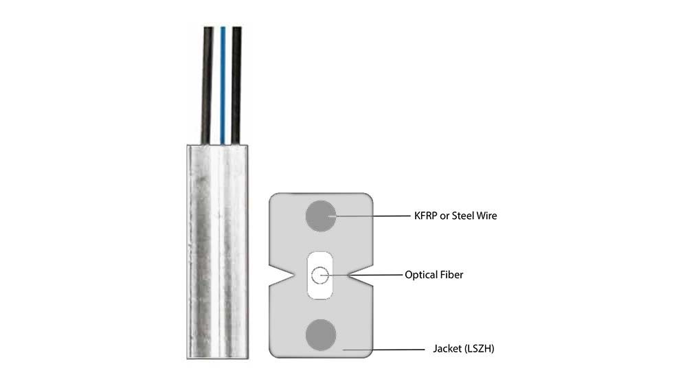 1 Core fiber Optic Drop Cable, G657.A2, white, Cables, Fiber Cables, FTTH  / Drop Cables